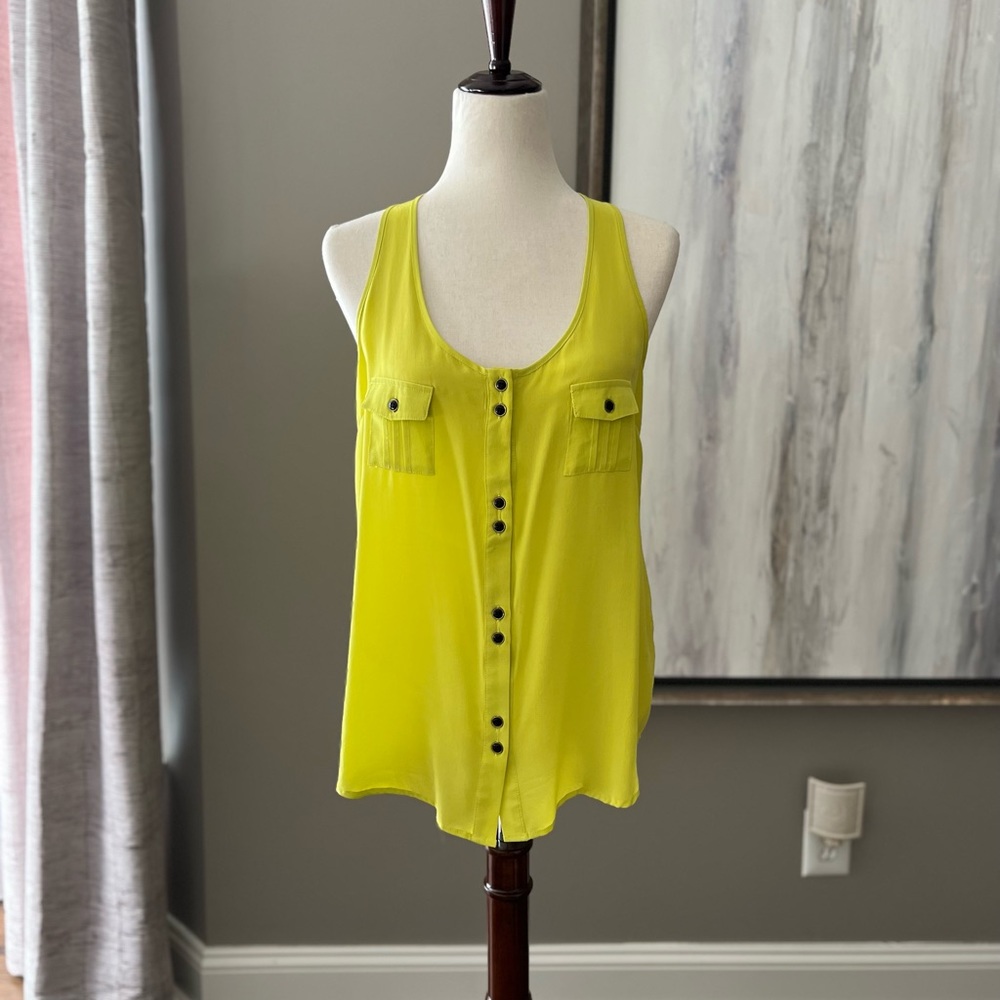 Yumi Kim neon yellow silk tank top M